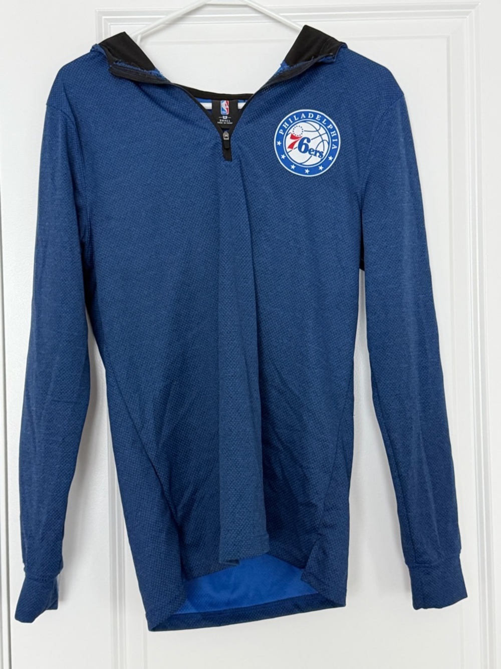 Philadelphia 76ers Men’s Royal Heathered Quarter-Zip Hoodie Size Small NBA